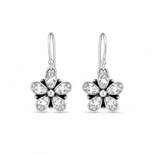Floral Silver Earrings