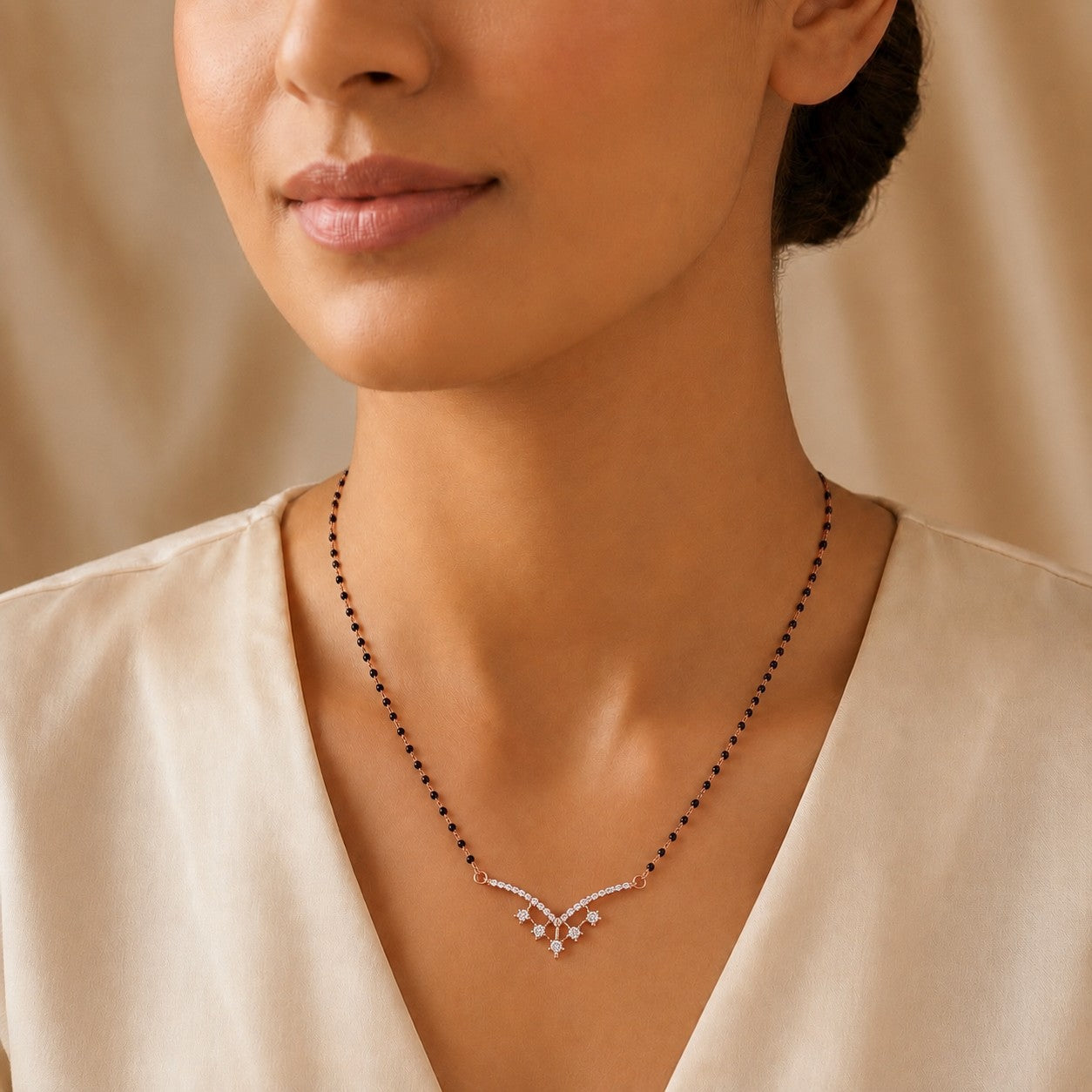 Minimal Mangalsutra in 925 Sterling Silver (Rose Gold Finish)