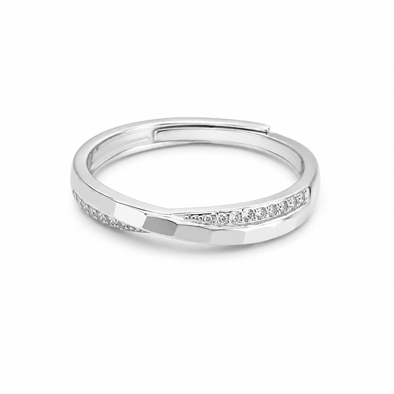Minimal Silver CZ Adjustable Ring