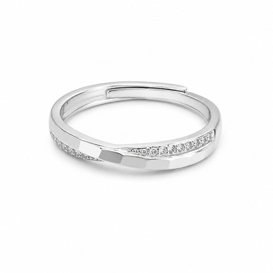Minimal Silver CZ Adjustable Ring