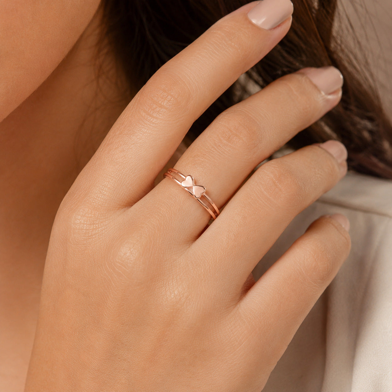 Rose Gold Bow Adjustable Ring