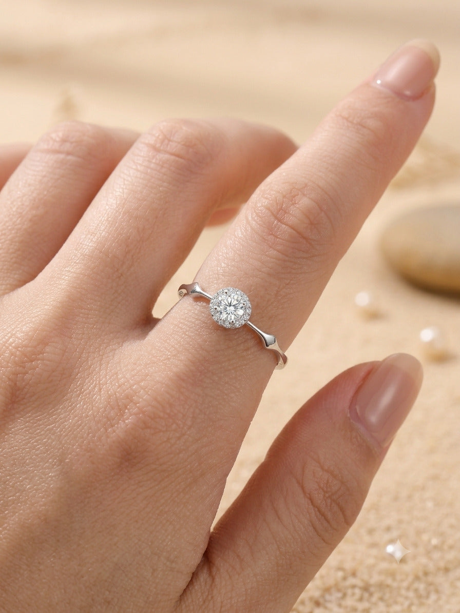 Silver Solitaire Adjustable Ring