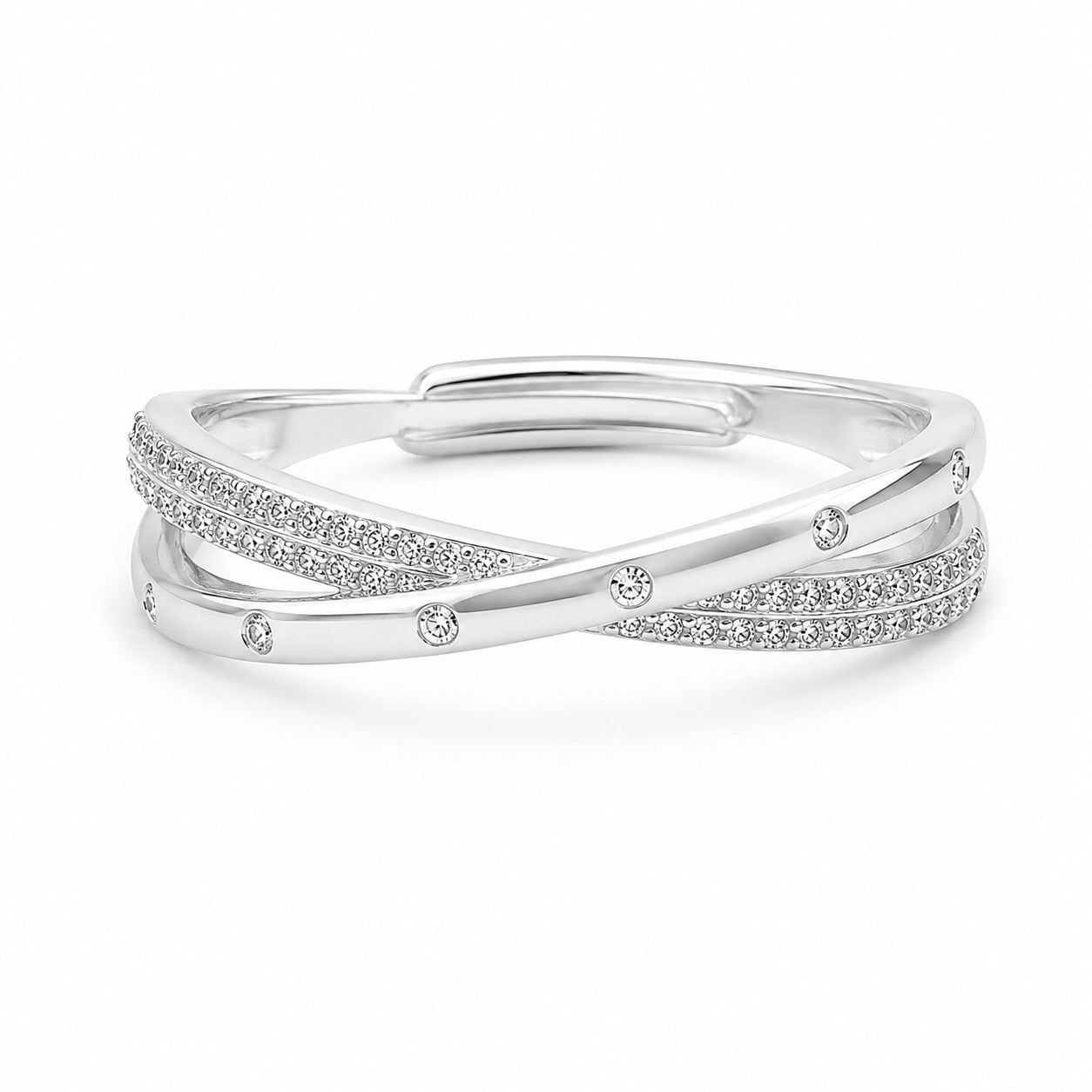 Silver CZ Adjustable Ring