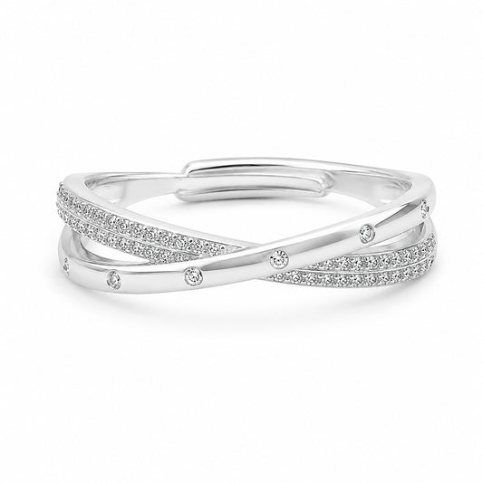 Silver CZ Adjustable Ring