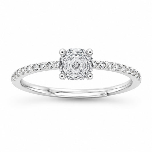 Silver Solitaire Adjustable Ring in 925 Sterling Silver
