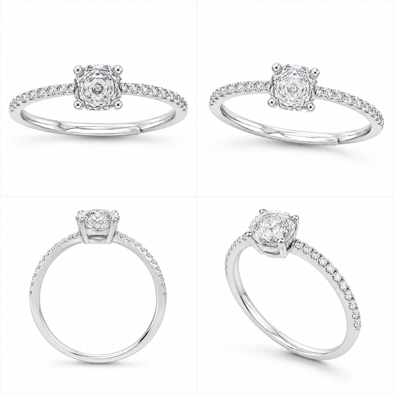 Silver Solitaire Adjustable Ring in 925 Sterling Silver