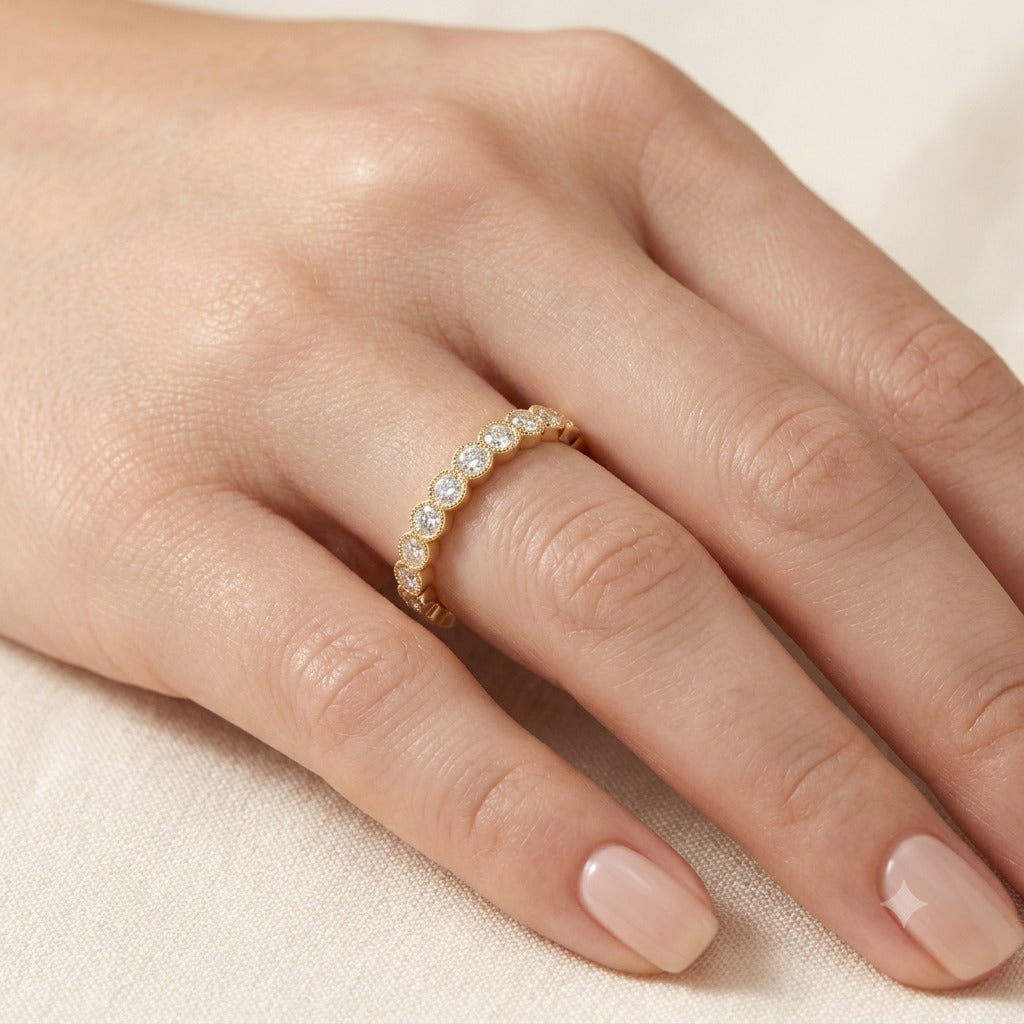 Gold Minimal CZ Band Ring in 925 Sterling Silver