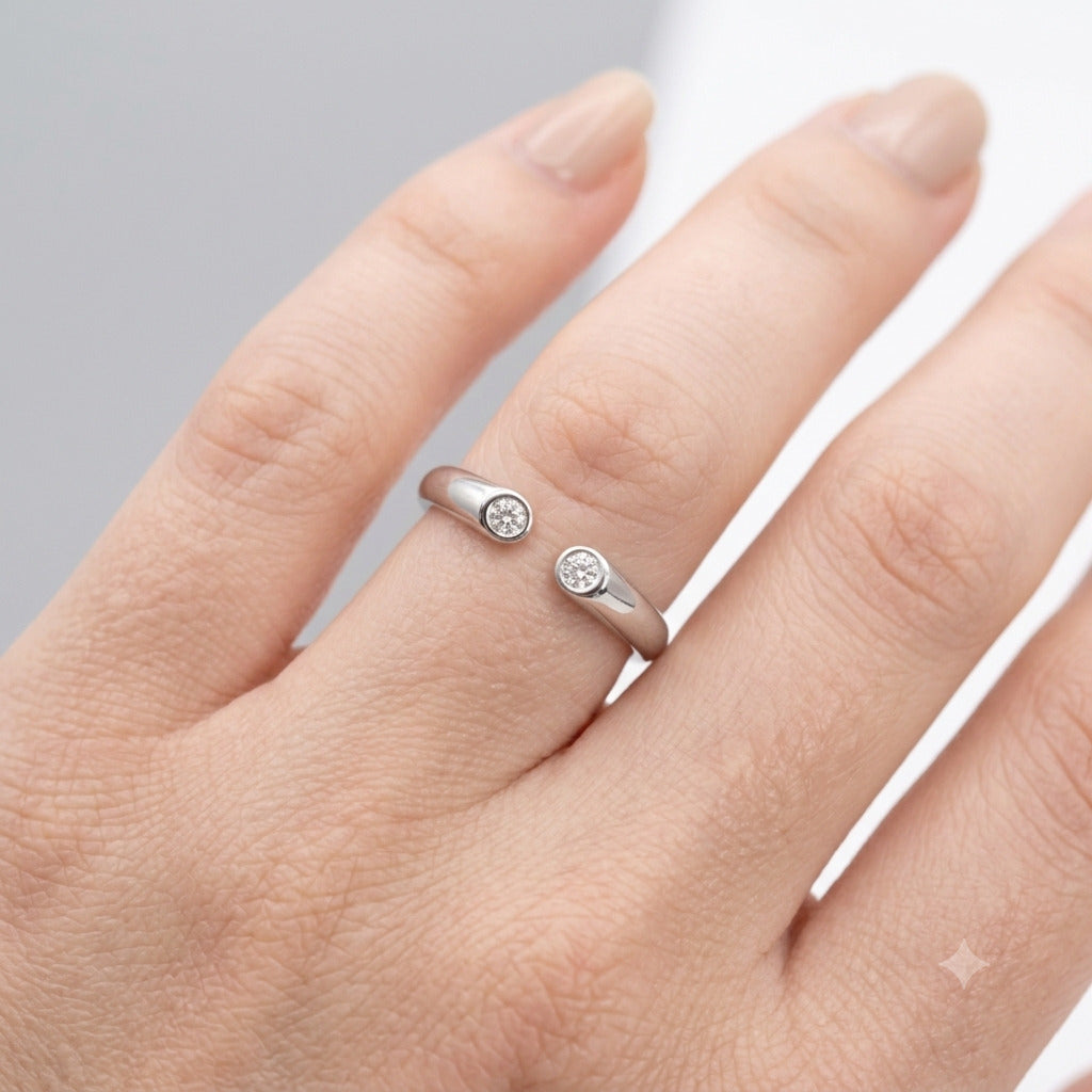 Minimal Silver CZ Ring in 925 Sterling Silver