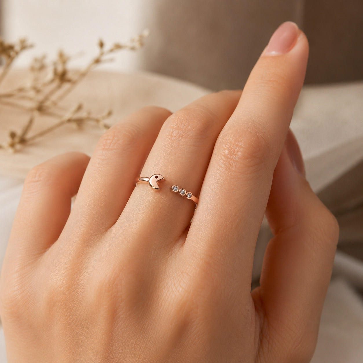 Rose Gold Fish Rings in 925 Sterling Silver