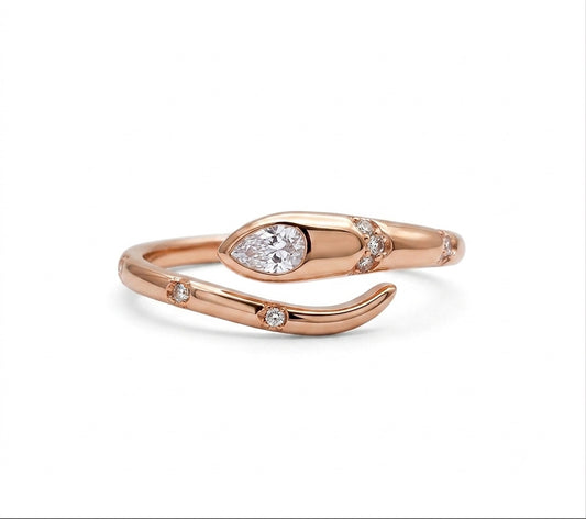 Rose Gold Snake Ring in 925 Sterling Silver