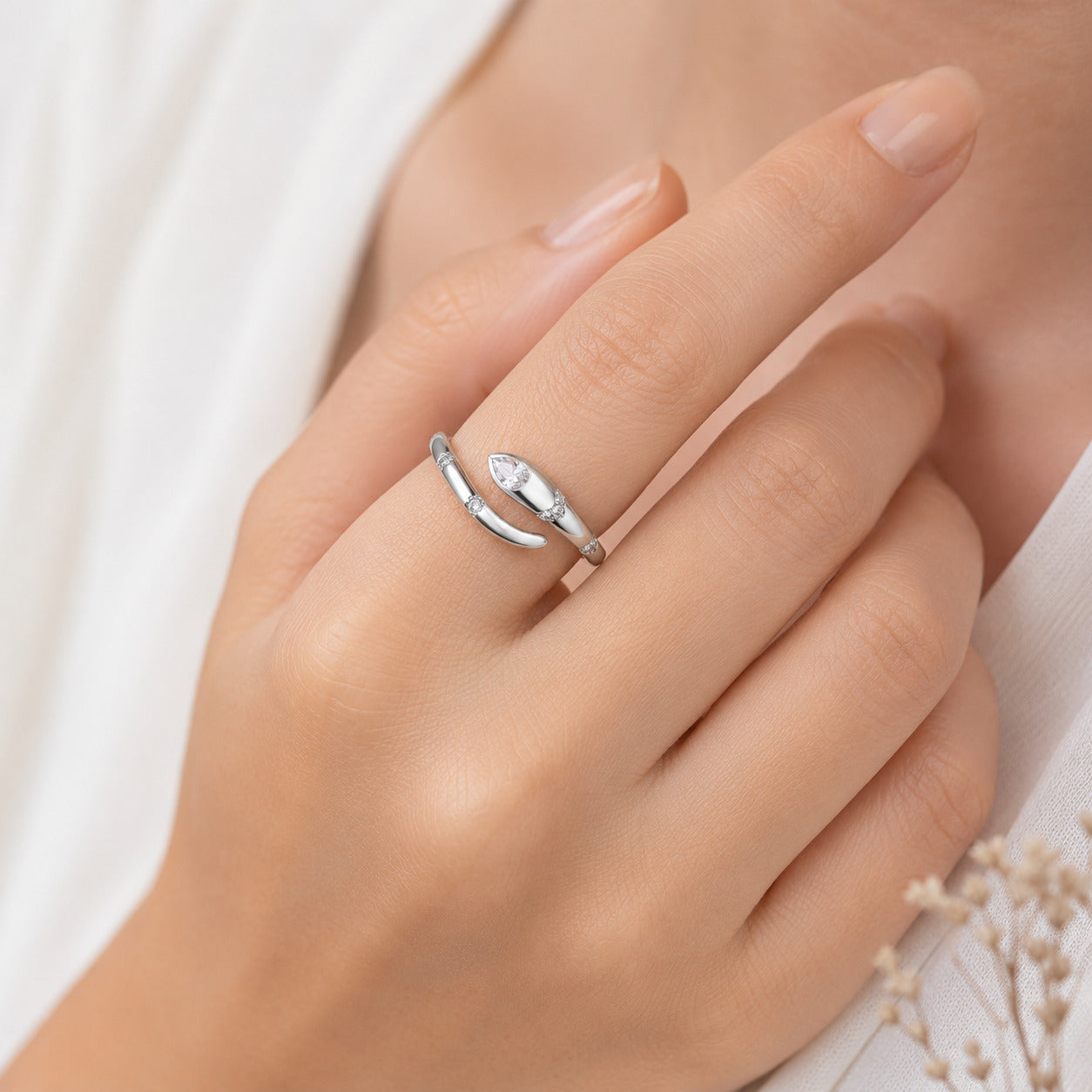 Silver Snake Ring in 925 Sterling Silver