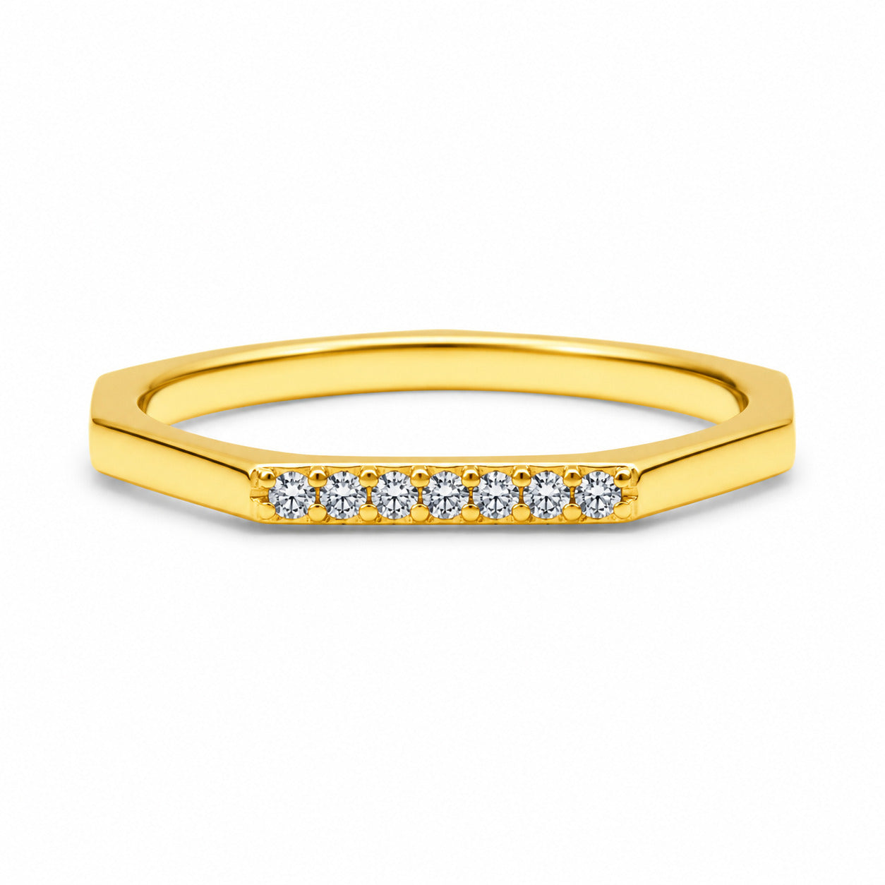 Minimal Hexagon Gold Rings in 925 Sterling Silver