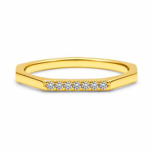 Minimal Hexagon Gold Rings in 925 Sterling Silver