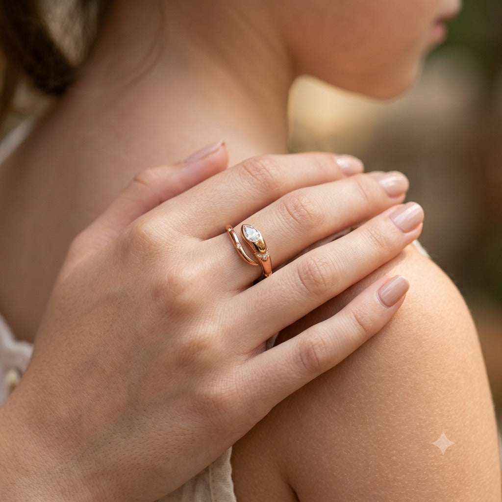 Rose Gold Snake Ring in 925 Sterling Silver