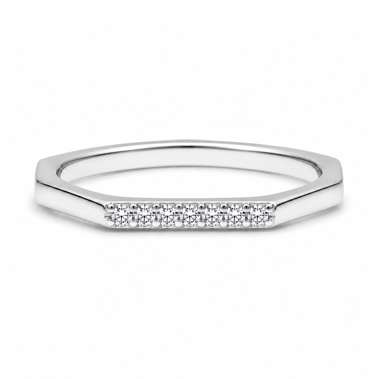 Minimal Hexagon Silver Rings in 925 Sterling Silver