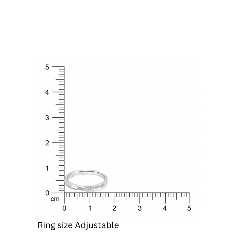 Minimal Silver CZ Adjustable Ring