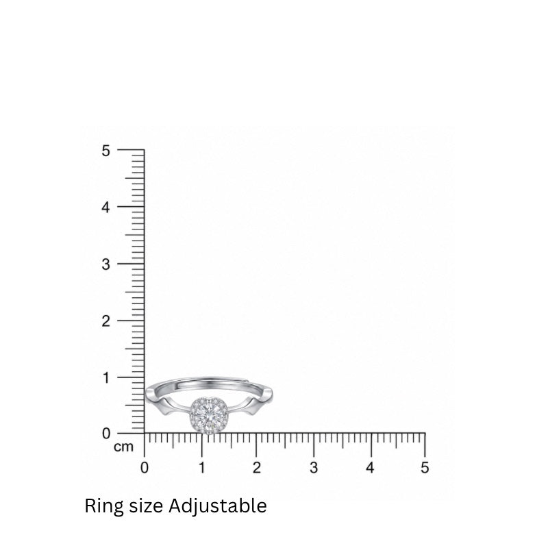 Silver Solitaire Adjustable Ring