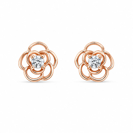 Rose Bloom CZ Stud Earrings in 925 Sterling Silver (Rose Gold Plated)