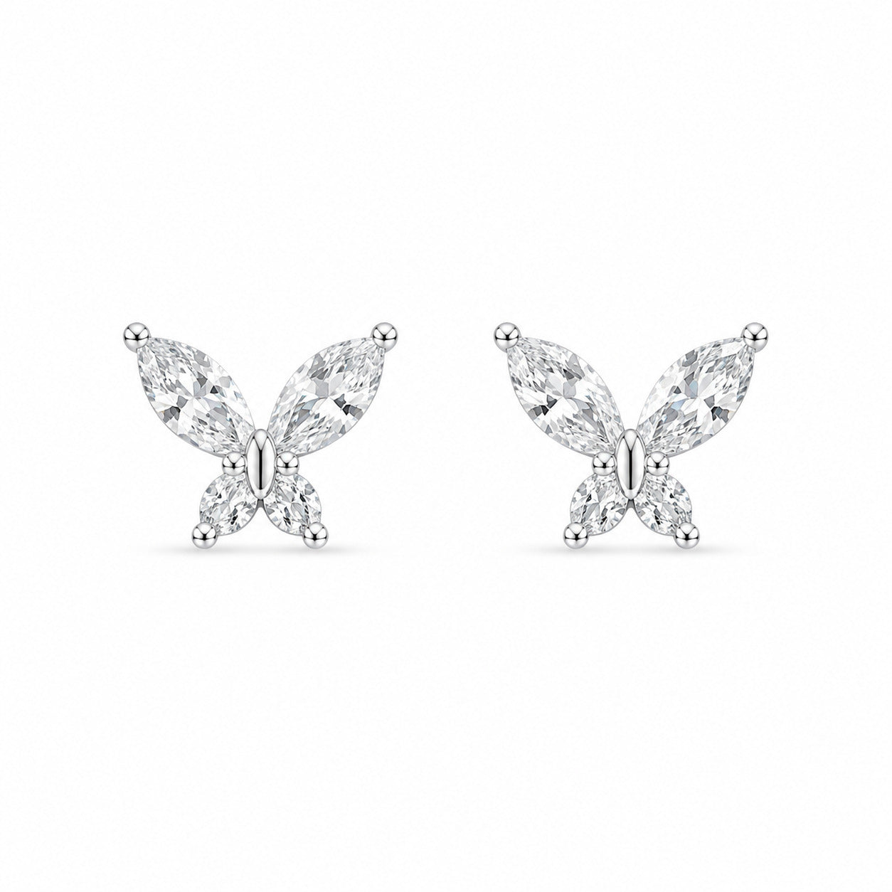 Butterfly CZ Stud Earrings in 925 Sterling Silver