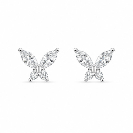 Butterfly CZ Stud Earrings in 925 Sterling Silver