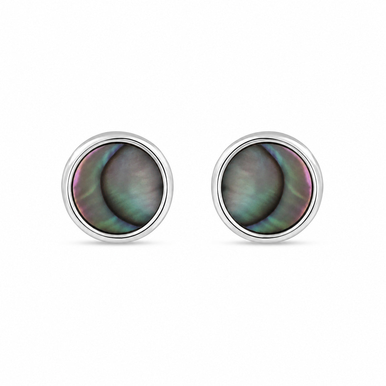 Abalone Shell Round Stud Earrings in 925 Sterling Silver