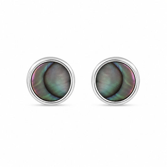 Abalone Shell Round Stud Earrings in 925 Sterling Silver