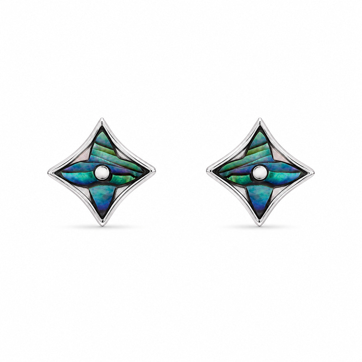 Abalone Shell Star Stud Earrings in 925 Sterling Silver