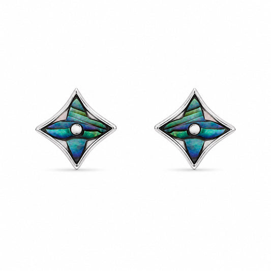 Abalone Shell Star Stud Earrings in 925 Sterling Silver