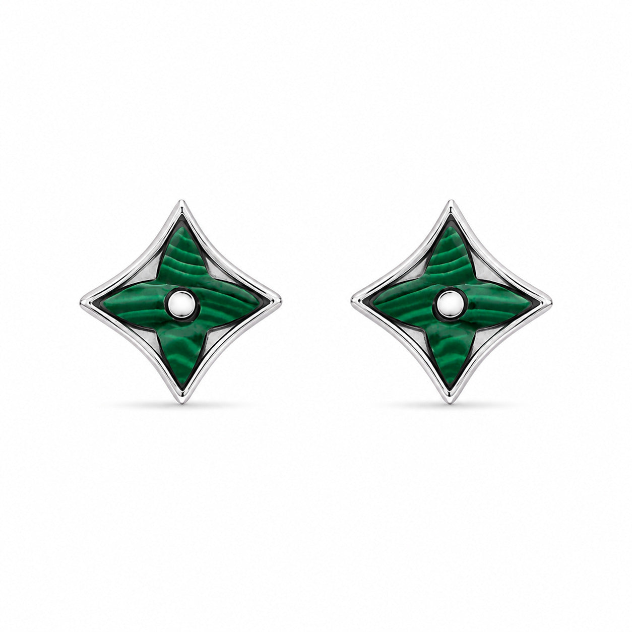 Malachite Star Stud Earrings in 925 Sterling Silver