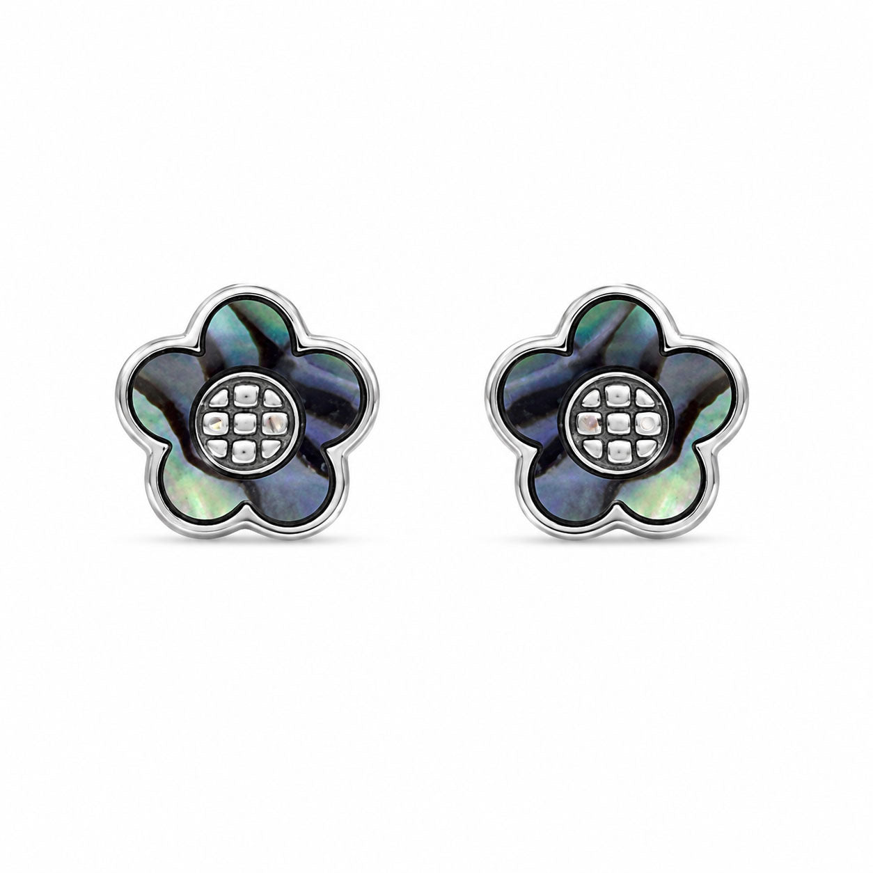 Abalone Flower Stud Earrings in 925 Sterling Silver