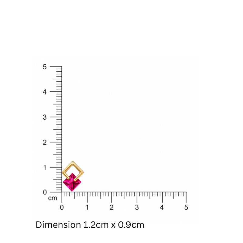 Pink Geometric Stud Earrings in 925 Sterling Silver (Gold Plated)