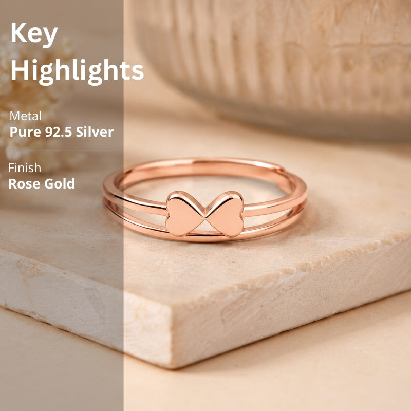 Rose Gold Bow Adjustable Ring