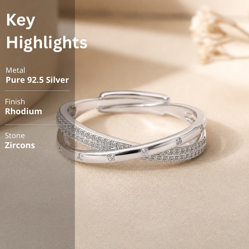 Silver CZ Adjustable Ring