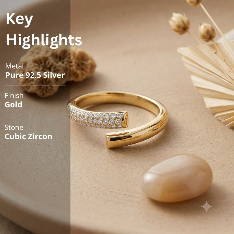 Gold CZ Rings in 925 Sterling Silver