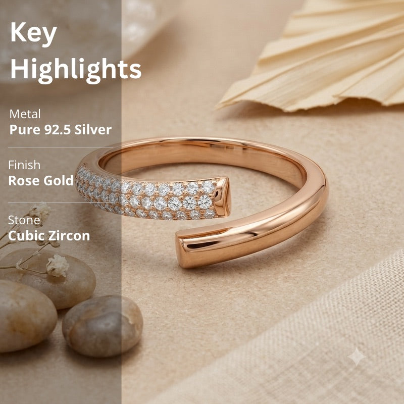 Rose Gold CZ Rings in 925 Sterling Silver