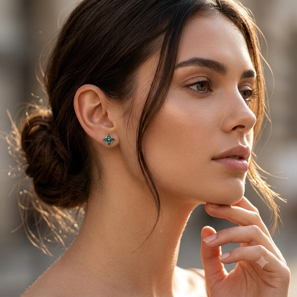 Abalone Shell Star Stud Earrings in 925 Sterling Silver