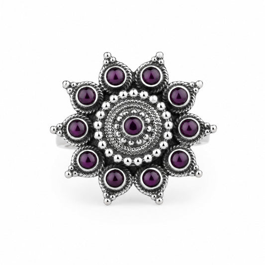 Oxidised Mndala Ring