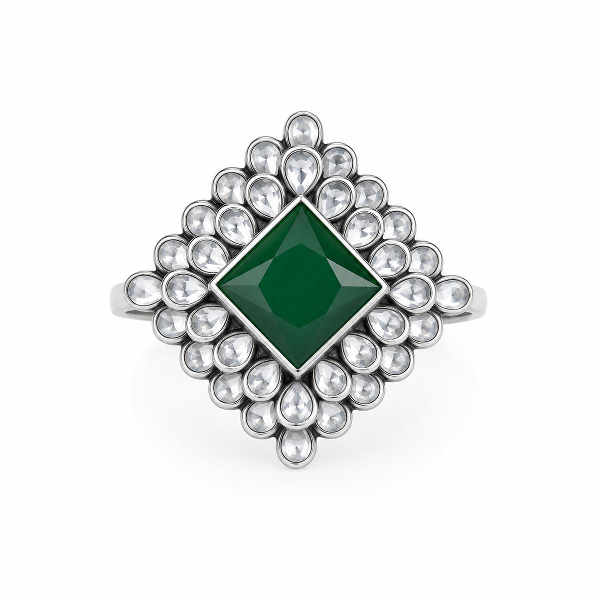Silver Open Polki Ring