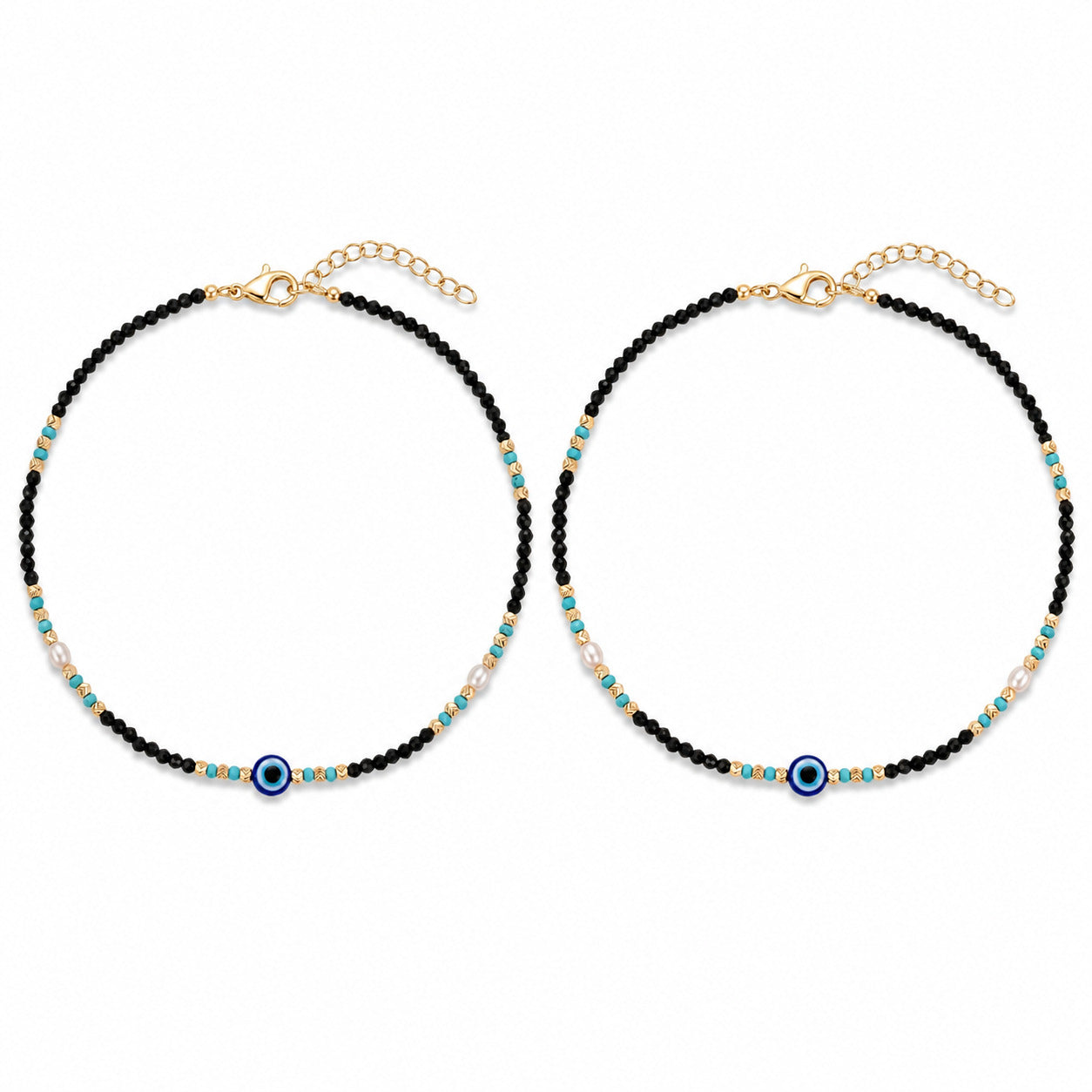Evil Eye Beaded 925 Sterling Silver Anklet