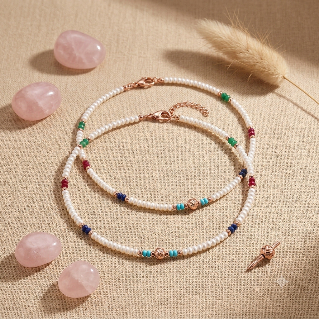 Pearl Beaded 925 Sterling Silver Anklet