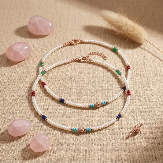 Pearl Beaded 925 Sterling Silver Anklet