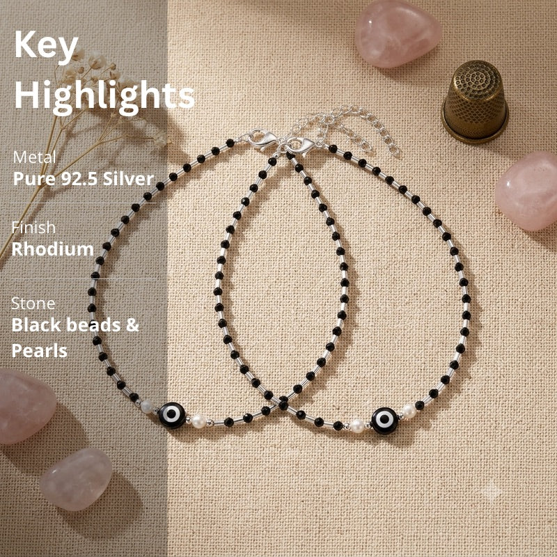 Evil Eye Anklet in 925 Sterling Silver