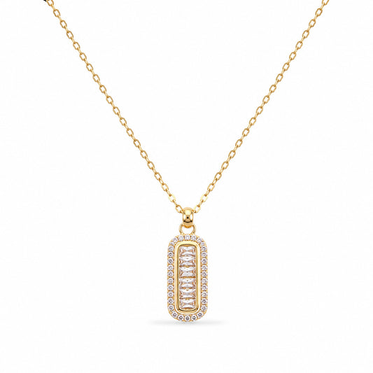 Regal Baguette CZ Necklace in 925 Sterling Silver (Gold Plated)