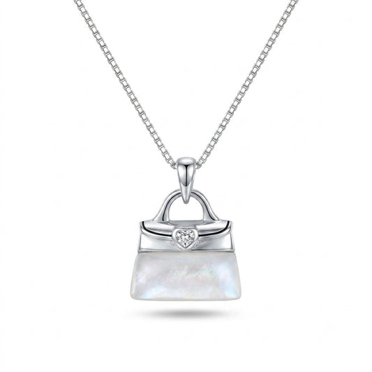 Luxe Handbag Pendant Necklace in 925 Sterling Silver