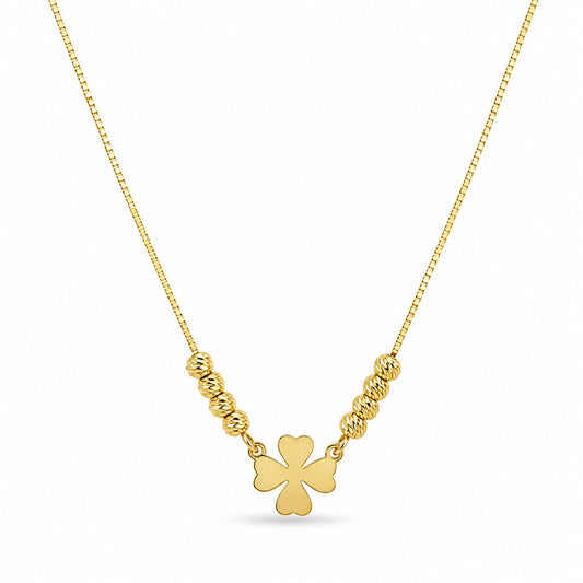 Lucky Clover Beaded Necklace in 925 Sterling Silver (Gold Plated)