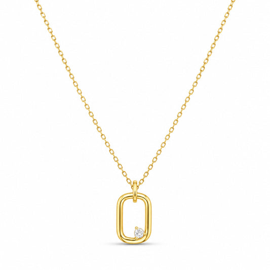 Celeste Solitaire Pendant Necklace in 925 Sterling Silver (Gold Plated)