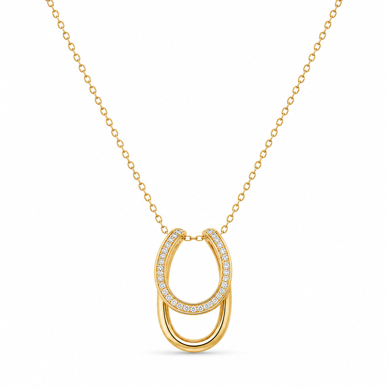 Interlock Halo Necklace in 925 Sterling Silver (Gold Plated)