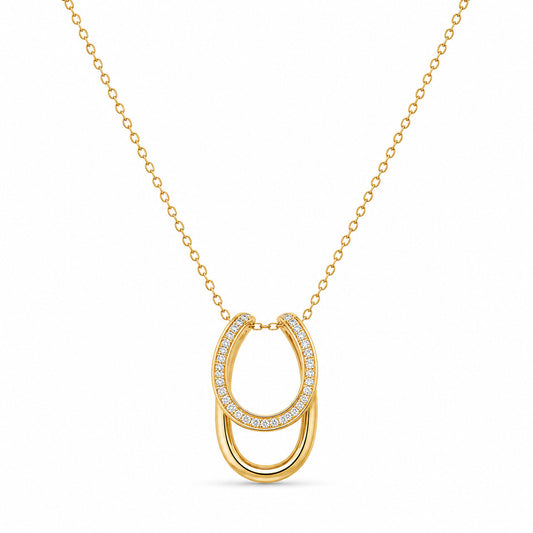 Interlock Halo Necklace in 925 Sterling Silver (Gold Plated)