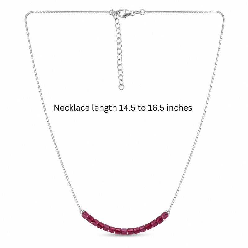 Ruby Baguette Bar Necklace in 925 Sterling Silver