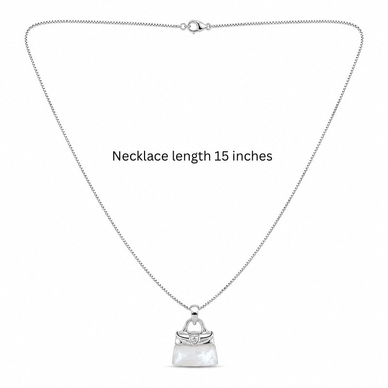 Luxe Handbag Pendant Necklace in 925 Sterling Silver